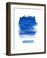 Vancouver Skyline Brush Stroke - Blue-NaxArt-Framed Art Print