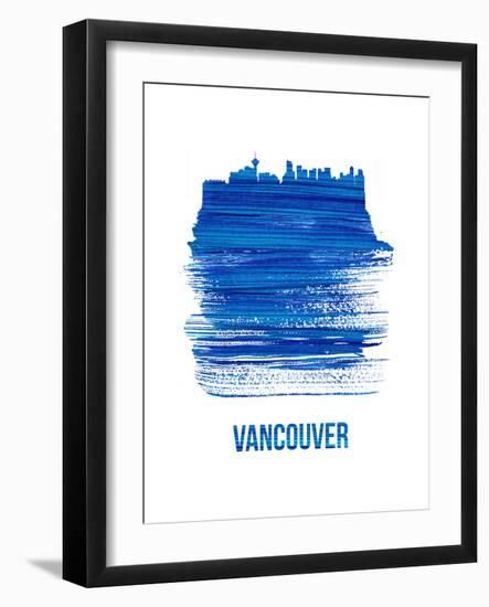 Vancouver Skyline Brush Stroke - Blue-NaxArt-Framed Art Print