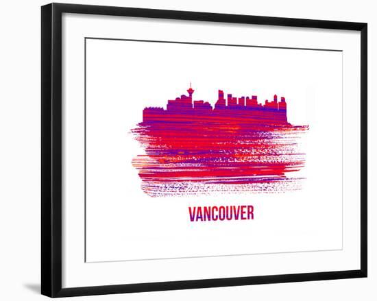 Vancouver Skyline Brush Stroke - Red-NaxArt-Framed Art Print