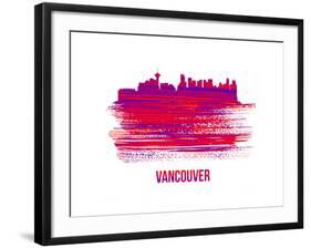 Vancouver Skyline Brush Stroke - Red-NaxArt-Framed Art Print