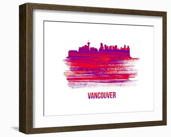 Vancouver Skyline Brush Stroke - Red-NaxArt-Framed Art Print