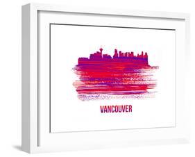 Vancouver Skyline Brush Stroke - Red-NaxArt-Framed Art Print