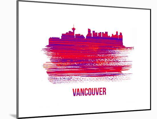 Vancouver Skyline Brush Stroke - Red-NaxArt-Mounted Art Print