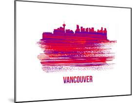 Vancouver Skyline Brush Stroke - Red-NaxArt-Mounted Art Print