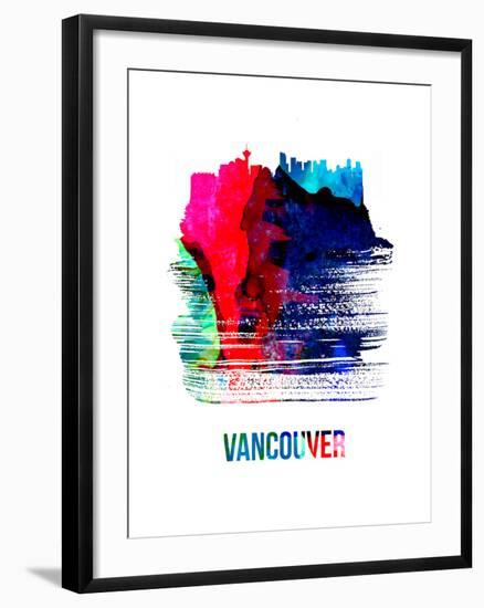 Vancouver Skyline Brush Stroke - Watercolor-NaxArt-Framed Art Print