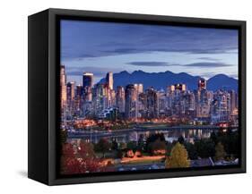 Vancouver skyline in front of North Shore Mountains-Ron Watts-Framed Stretched Canvas