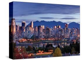 Vancouver skyline in front of North Shore Mountains-Ron Watts-Stretched Canvas
