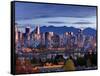 Vancouver skyline in front of North Shore Mountains-Ron Watts-Framed Stretched Canvas