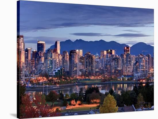 Vancouver skyline in front of North Shore Mountains-Ron Watts-Stretched Canvas