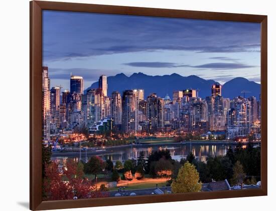 Vancouver skyline in front of North Shore Mountains-Ron Watts-Framed Photographic Print