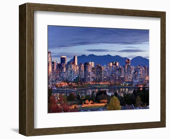 Vancouver skyline in front of North Shore Mountains-Ron Watts-Framed Photographic Print