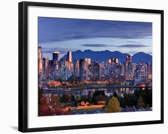 Vancouver skyline in front of North Shore Mountains-Ron Watts-Framed Photographic Print