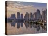 Vancouver Skyline With Boats in Harbor at Sunrise Seen From Stanley Park, British Columbia, Canada-Janis Miglavs-Stretched Canvas