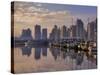 Vancouver Skyline With Boats in Harbor at Sunrise Seen From Stanley Park, British Columbia, Canada-Janis Miglavs-Stretched Canvas
