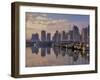 Vancouver Skyline With Boats in Harbor at Sunrise Seen From Stanley Park, British Columbia, Canada-Janis Miglavs-Framed Photographic Print