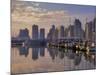 Vancouver Skyline With Boats in Harbor at Sunrise Seen From Stanley Park, British Columbia, Canada-Janis Miglavs-Mounted Photographic Print