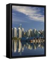 Vancouver Skyline.-Jon Hicks-Framed Stretched Canvas