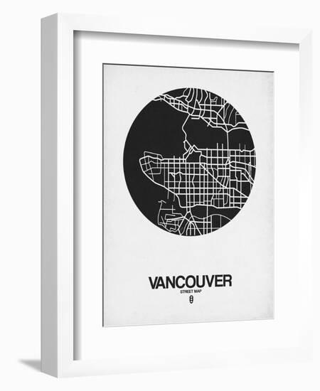 Vancouver Street Map Black on White-NaxArt-Framed Art Print