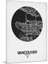 Vancouver Street Map Black on White-NaxArt-Mounted Art Print