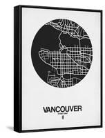 Vancouver Street Map Black on White-NaxArt-Framed Stretched Canvas