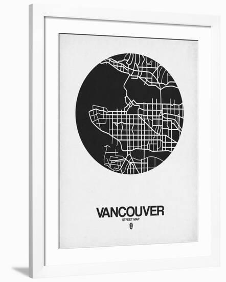 Vancouver Street Map Black on White-NaxArt-Framed Art Print
