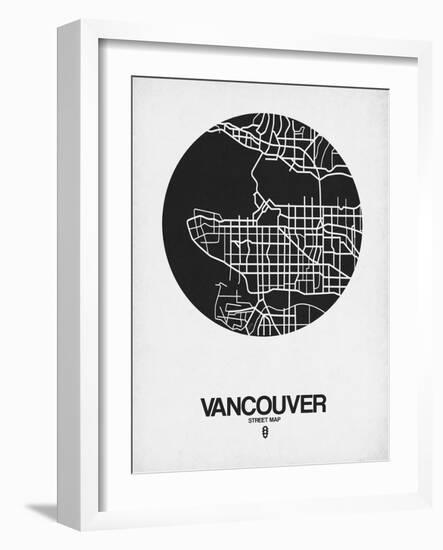 Vancouver Street Map Black on White-NaxArt-Framed Art Print