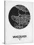 Vancouver Street Map Black on White-NaxArt-Stretched Canvas