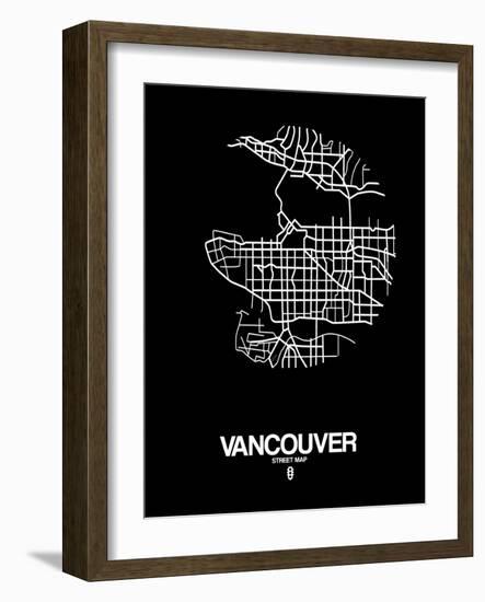 Vancouver Street Map Black-NaxArt-Framed Art Print