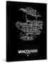 Vancouver Street Map Black-NaxArt-Stretched Canvas