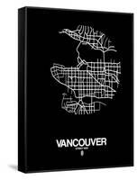 Vancouver Street Map Black-NaxArt-Framed Stretched Canvas