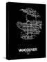 Vancouver Street Map Black-NaxArt-Stretched Canvas