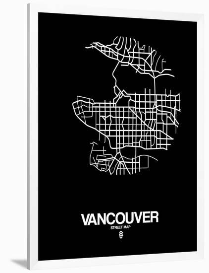 Vancouver Street Map Black-NaxArt-Framed Art Print