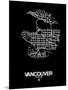 Vancouver Street Map Black-NaxArt-Mounted Art Print