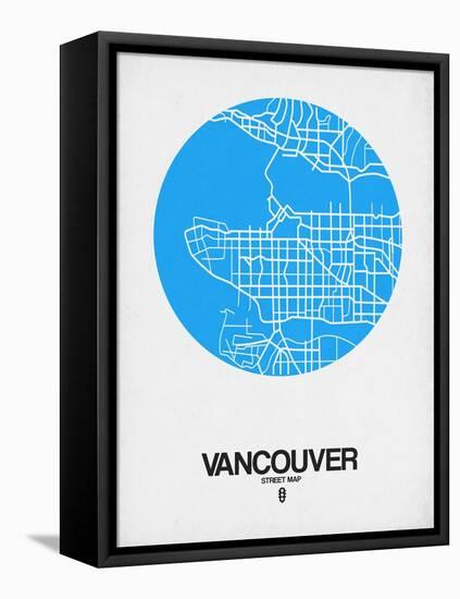 Vancouver Street Map Blue-NaxArt-Framed Stretched Canvas