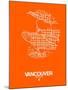 Vancouver Street Map Orange-NaxArt-Mounted Art Print