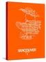 Vancouver Street Map Orange-NaxArt-Stretched Canvas