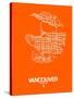 Vancouver Street Map Orange-NaxArt-Stretched Canvas