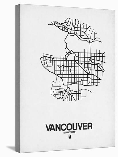 Vancouver Street Map White-NaxArt-Stretched Canvas