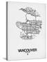 Vancouver Street Map White-NaxArt-Stretched Canvas