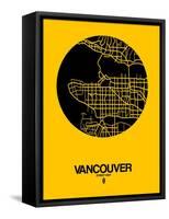 Vancouver Street Map Yellow-NaxArt-Framed Stretched Canvas