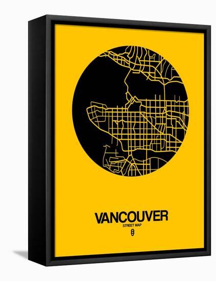 Vancouver Street Map Yellow-NaxArt-Framed Stretched Canvas