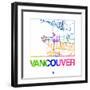 Vancouver Watercolor Street Map-NaxArt-Framed Art Print