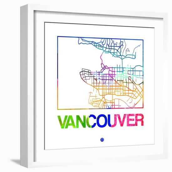 Vancouver Watercolor Street Map-NaxArt-Framed Art Print