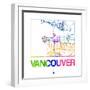 Vancouver Watercolor Street Map-NaxArt-Framed Art Print