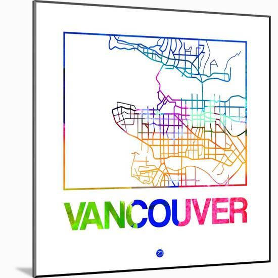 Vancouver Watercolor Street Map-NaxArt-Mounted Art Print