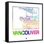 Vancouver Watercolor Street Map-NaxArt-Framed Stretched Canvas