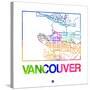 Vancouver Watercolor Street Map-NaxArt-Stretched Canvas