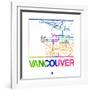 Vancouver Watercolor Street Map-NaxArt-Framed Art Print