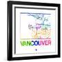 Vancouver Watercolor Street Map-NaxArt-Framed Art Print