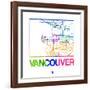 Vancouver Watercolor Street Map-NaxArt-Framed Art Print